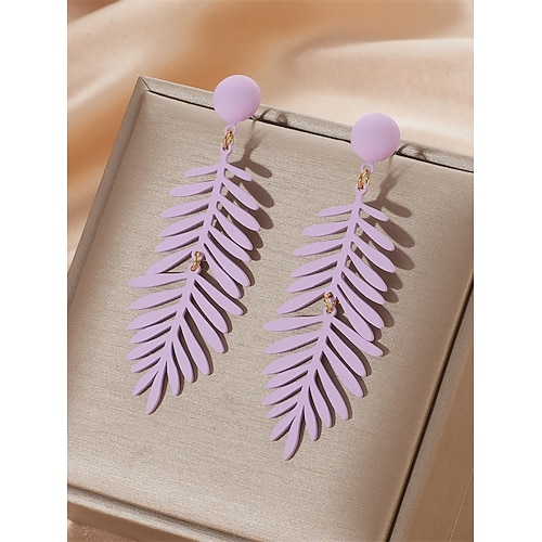 Damen Tropfen-Ohrringe Kreolen Gelb Rote Purpur Acryl Bohemien Tropisch Mode Image