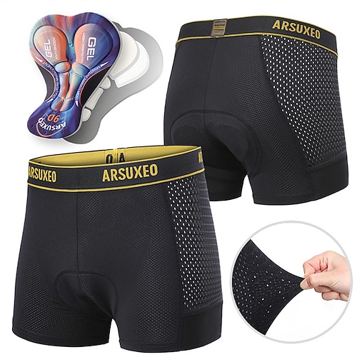 Damen Einfarbig Fahrradhose Fahrradshorts Fahhrad Shorts Gepolsterte Shorts / Chamois Sport 3D-Polster Schnelltrocknend Hohe Elastizität Bequem Schwarz Gelb Bekleidung Fahrradbekleidung Image