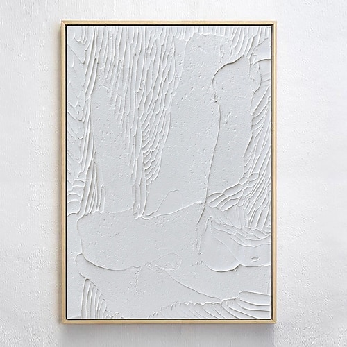 handgemaltes 3D strukturiertes weißes abstraktes Gemälde auf Leinwand 3D strukturierte Wandkunst Boho moderne Leinwandkunst Wohnzimmer Dekor Pattle Knife Ölgemälde Wohndekor Hotelkunststück Image