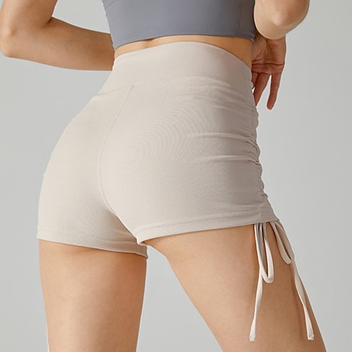 Per donna Shorts da Palestra Shorts da yoga Shorts da allenamento Coulisse Vita Alta Pilates Allenamento in Palestra Allenamento Pantaloncini Tinta unica Nero Blu Marrone Gli sport Abbigliamento
