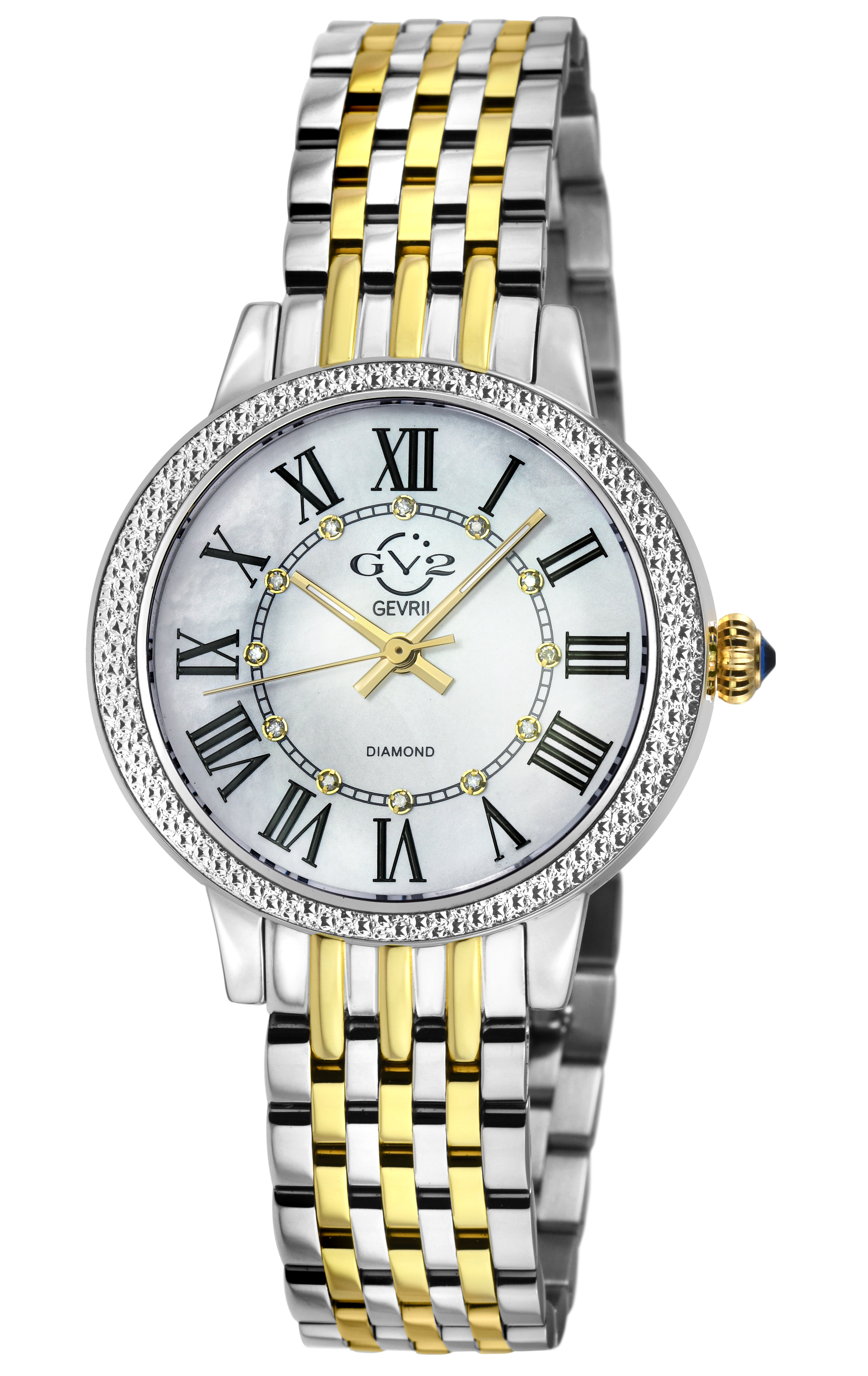Gv2 Womens Astor III MOP Dial Swiss Quartz Stainless Steel Diamond Watch - Silver & Gold - One Size | Gv2 Sale | Discount Designer Brands