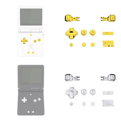 eXtremeRate Chrome Gold & Chrome Silver Full Set Buttons, A B L R Button Power On Off Volume Button