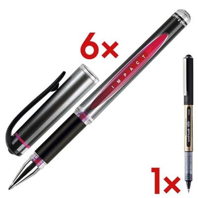 uni-ball 6x Gelschreiber »Gel Impact« inkl. Tintenroller »eye broad« rot