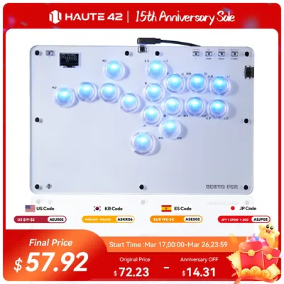 Haute42 Joystick Arcade Hitbox Controller Button Rim leverless Arcade Stick Controller For PC/ Ps4 /