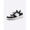 Sneaker HEINE, Damen, Gr. 40, schwarz-weiß (schwarz, weiß), Leder, Rindsleder, Veloursleder, Glattleder, sportlich, Schuhe