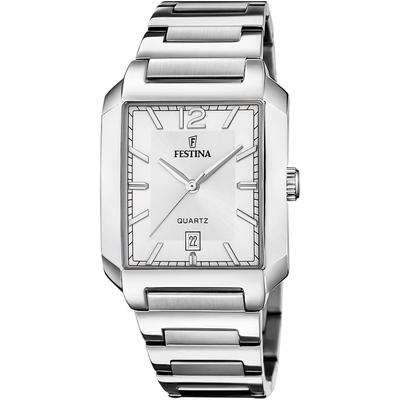 Quarzuhr FESTINA "On The Square", silber (silberfarben, silberfarben), Armbanduhren, Damen, Armbanduhr, Herrenuhr, Damenuhr, Edelstahlarmband, Datum Image