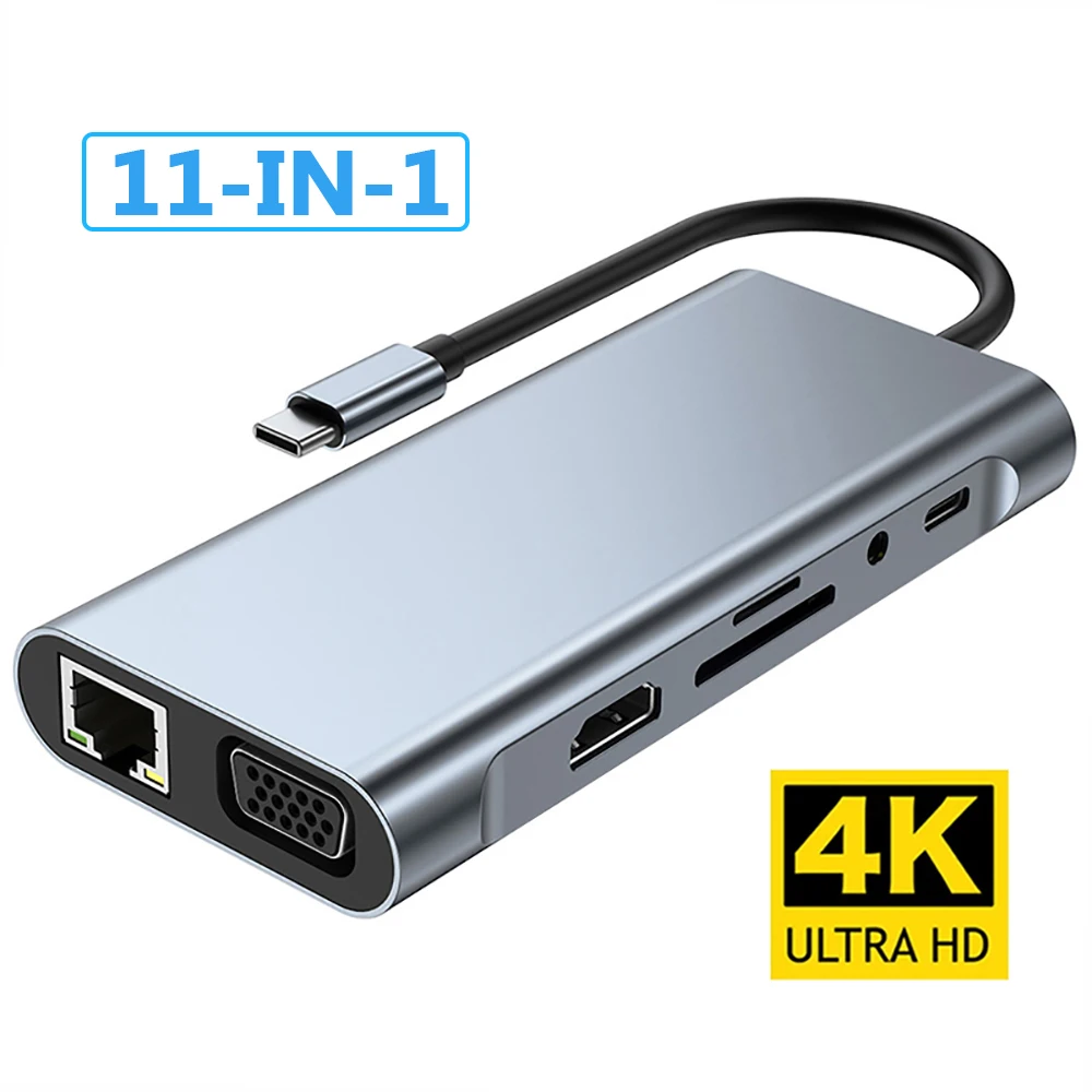 11-in-1 4K USB C 3.0 HUB Typ C zu HDMI-kompatibel USB 3.0 Adapter Typ C HUB Dock PD 87W USB C Splitter für MacBook Pro Air Image