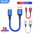 Cavo corto da 0,25 m Cavi micro USB Cavo dati di tipo c Cavo portatile a ricarica rapida per Power Bank iPhone 15 Telefono Samsung Android