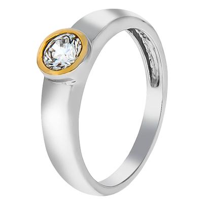 Fingerring FIRETTI "Schmuck Geschenk Silber 925 Silberring Solitär" Gr. 62, gold (silberfarben, gelbgoldfarben, kristallweiß, kristallweiß), Fingerringe, Damen, 62, Silber 925 (Sterlingsilber), 2,35mm, mit Zirkonia (synth.) Image