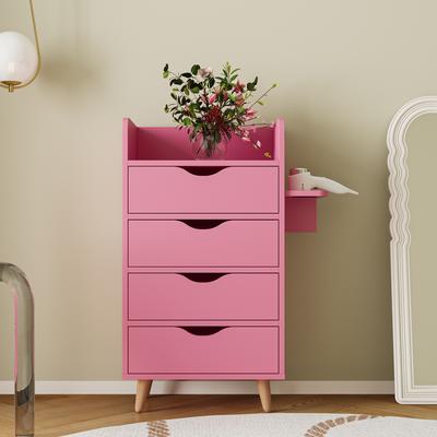 Storage Cabinet with 2 Hair Dryer Holders,4 Drawers