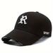 New Embroidered R Letter Baseball For Men, Outdoor Fashionable Versatile Casual Simple Hard Top Curved Brim Comfortable Sunshade For Men