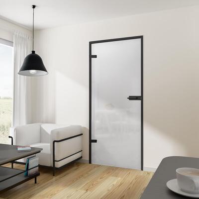 Tür Drehtür Glastür 834 x 1972 din links din rechts mit Beschlag schwarz esg satiniert Wohnungstür Image