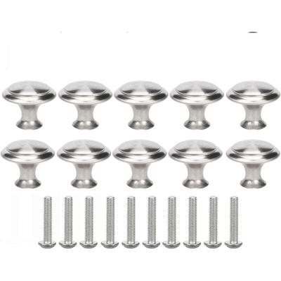 10 Stück Runden Möbelknöpfe Silber Schrankknöpfe Gebürstet Türknauf Küche Griffe mit Schraube - 23mm Image