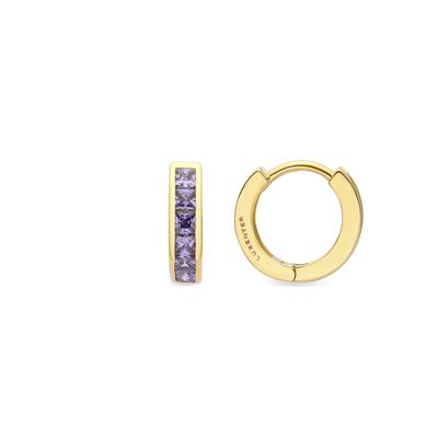 Luxenter Wudya Amethyst-Zirkonia-Ohrringe aus 18 Karat Gelbgold