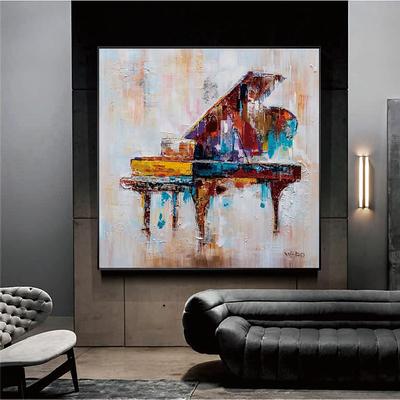 Piano oil painting Hand Painted abstract Art Memory Red Piano Painting Wall Art painting still life oil painting for Living Room Bedroom Entrance Wrapped Canvas ready to hang paintings