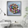 Hand painted Colorful Rubik's Cube Graffiti Art oil painting handmade Banksy Cube Street Art Graffiti Brain Cube Art Banksy Cartoon Wall Art Banksy Graffiti Painting