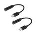 2pcs Type-C to 3.5mm Earphone Cable Adapter Usb 3.1 Type C USB-C Male to 3.5 AUX Audio Female Jack (Black)