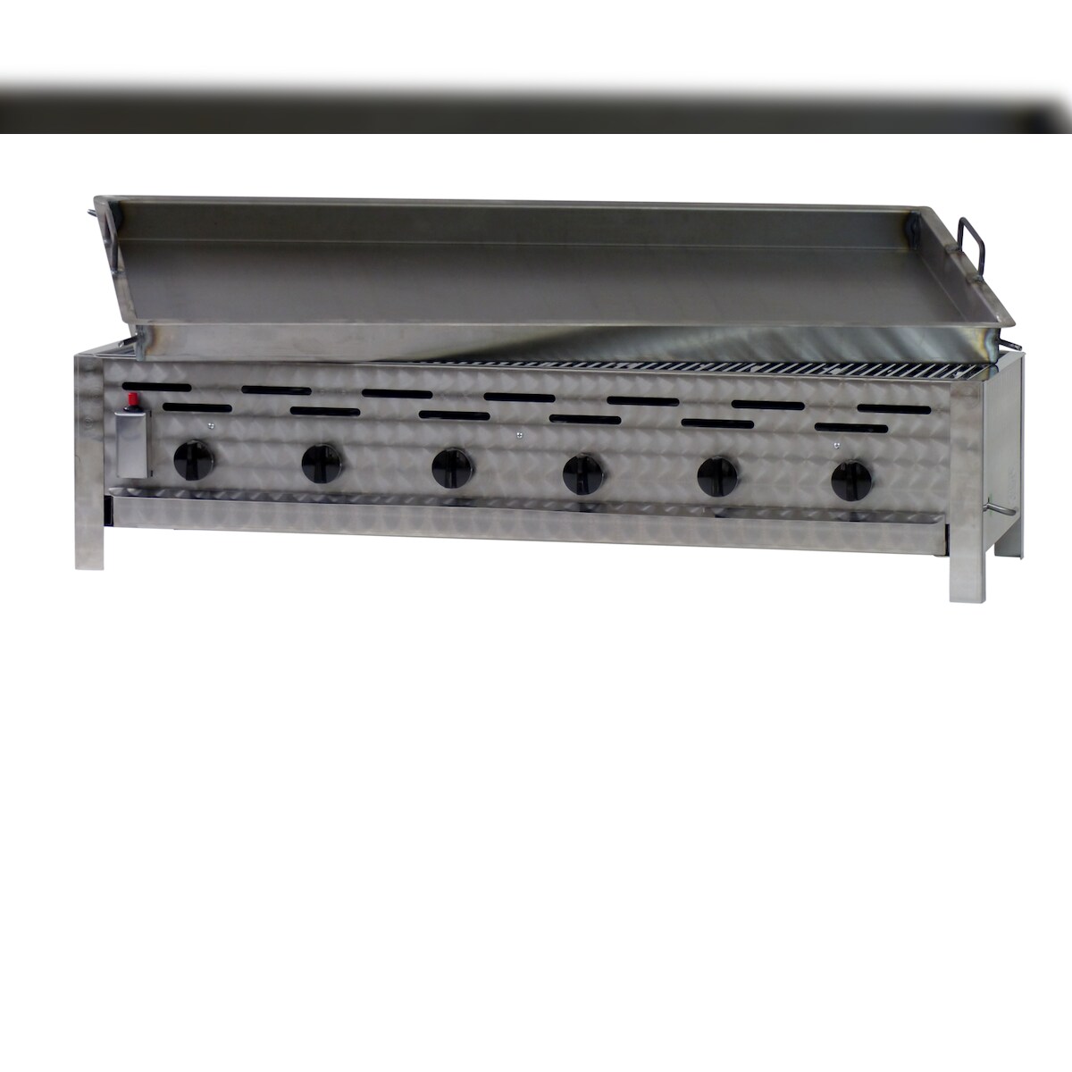 Gastrobräter, 6 Brenner je 4,5 kW, m. Grillrost u. Edelstahlpfanne geschw., B 1140x T 530x H 270mm, inkl. Gewerbedruckregler u. Schlauchbruchsicherung Image