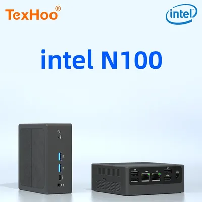 TexHoo MiniPC Intel N100 Dual Band WiFi5 BT4.2 16GB 512GB HDMI DP Dual LAN Desktop Gaming Computer