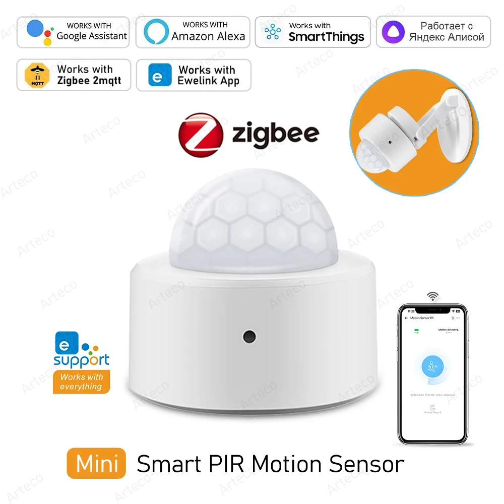 Zigbee 3.0 Smart Pir Bewegungssensor Bewegung Infrarotdetektor für den menschlichen Körper Sicherheitsalarmsensor Funktioniert mit EWelink Home Assistant Image