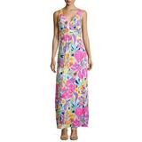 Lilly Pulitzer Dresses | Lilly Pulitzer. Amanda Floral-Print Maxi Dress. | Color: Blue/Pink | Size: M