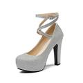 XCVFBVG Pumps Platform Heels High Heels Ladies Party Ladies Wedding Shoes(Color:Silver,Size:8)