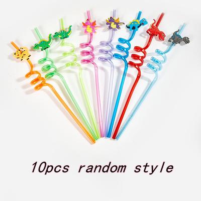 TEMU 5pcs/10pcs Reusable Dinosaur Straws - Jungle Dinosaur Themed Parties At Wildlife Parks! Image