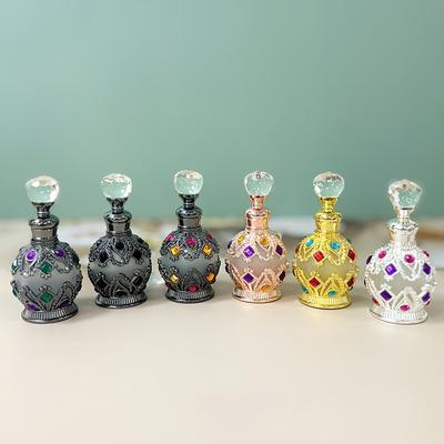 TEMU 15ml Vintage Round Glass Perfume Bottle, Dubai Arabic Style, Home Decor Dresser Ornament, Festive Gift For Women, Essential For Home Daily Use And Travel, Empty Bottle Only