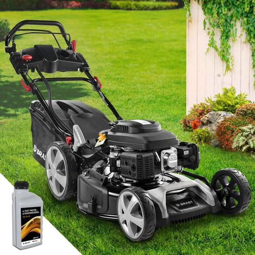 Benzin Rasenmäher mit Antrieb 5,2kW (7PS) Elektrostart 55cm Schnittbreite tüv 30-80mm Schnitthöhe