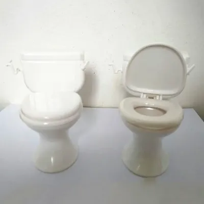 1/12 Dollhouse Miniature Toilet Model White Pink Plastic Bathroom Kids Toy Accs