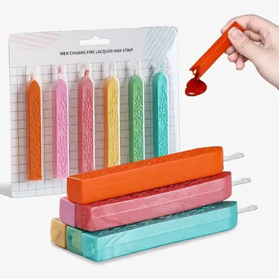 High-Grade 6-Piece Set Seal Stamp Wax Stick Seal Sticks Antique Sealing Wax Candle With Wick For