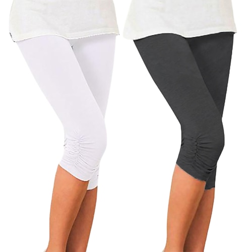 Damen Capri Leggings Gerafft Po-Lifting Bauchkontrolle Fitnesstraining Laufen Fitness Capri Leggings Unterteile Einfarbig 1 # 2 # 3 # Spandex Sport Sportkleidung Dehnbar Image
