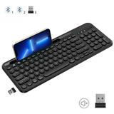 Bluetooth Keyboard Dual Mode (BT 5.1+2.4G) Wireless Keyboard Silent Computer Keyboard for Windows PC Laptop iPad Smartphone Tablet Android Mac Black