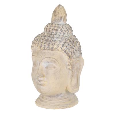 Buddha-Kopf Kunststein beige-grau 45x39x78 cm