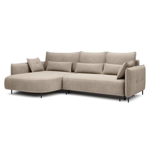 Ecksofa mit Veloursbezug, Hellbeige, linksseitig