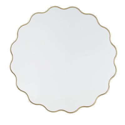 Wellenförmiger Spiegel aus goldfarbenem Metall, D110cm