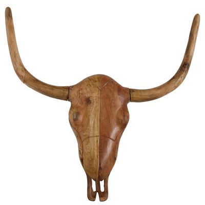 Wanddeko Büffelkopf aus Mangoholz, 102x104cm