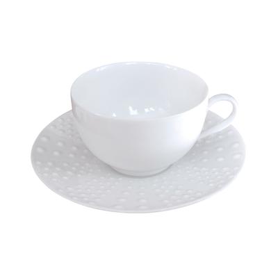 6er Set Kaffeetasse und Untertasse aus Porzellan, Weiß
