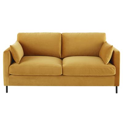 2/3-Sitzer-Sofa mit senfgelbem Samtbezug