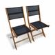 2er Set Gartenstühle Klappstühle, Holz und Textilene, Schwarz
