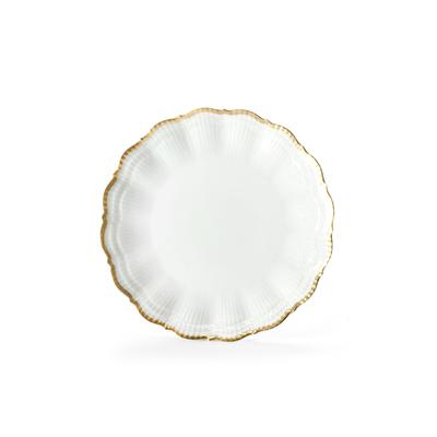 6er Set Dessertteller aus Porzellan, Weiß/Gold