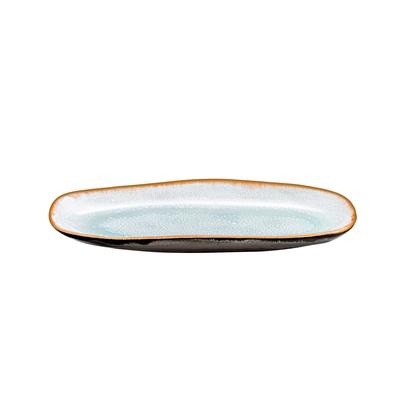 6er Set Ovale Platte kleines Modell aus Steingut, Aqua