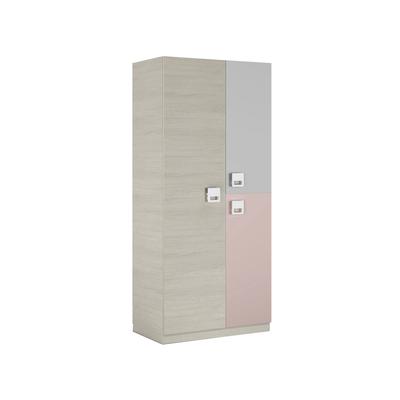 Kleiderschrank 3 Türen Holzeffekt grau, rosa 90x52 cm