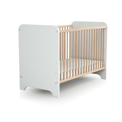 Babybett Holz Weiß und Buche Lackiert 60 x 120