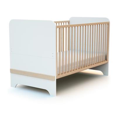 Erweiterbares Babybett Holz Weiß und Buche Lackiert 70 x 140