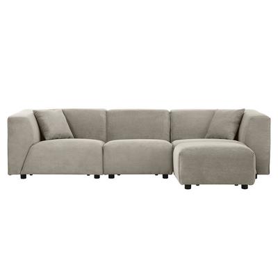 Modulsofa 3-Sitzer + 1 Hocker Cord hellgrau