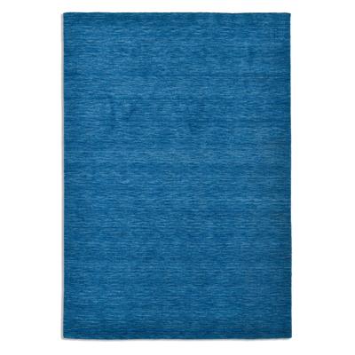 Handgewebter Teppich aus reiner Schurwolle - Blau - 190x250 cm