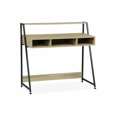 Schreibtisch aus Metall und Holzoptik 1 Regal und 3