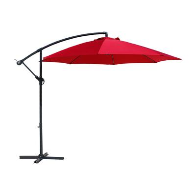 Sonnenschirm mit dezentralem Mast, 3x3 m aus Stahl und Polyester, rot