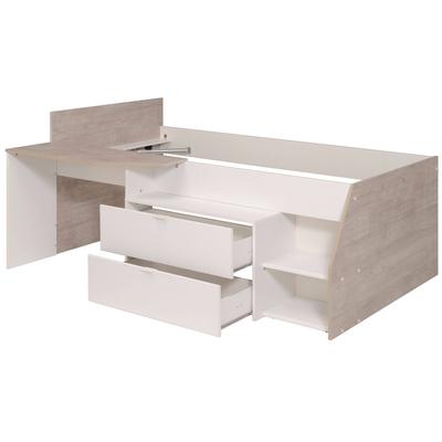 Kombi-Bett mit Schreibtisch und 2 Schubladen - 90x200 cm - weiß